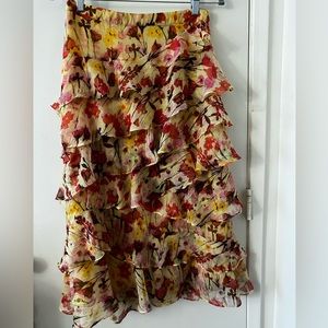 Y2K Walter Baker Floral Red/Yellow Layered Skirt